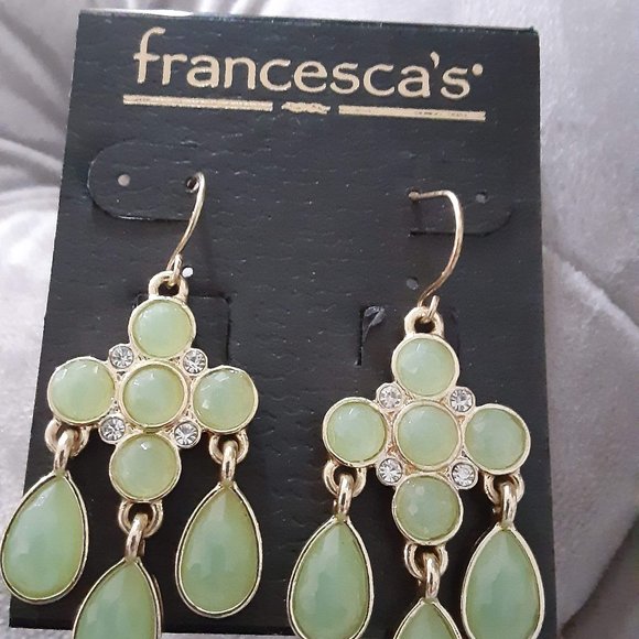 Francesca's Green Chandelier Summer Earrings - Picture 2 of 4